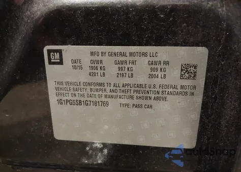 2016 Chevrolet Cruze Limited Ltz Auto from USA, damaged, VIN 1G1PG5SB1G7181769